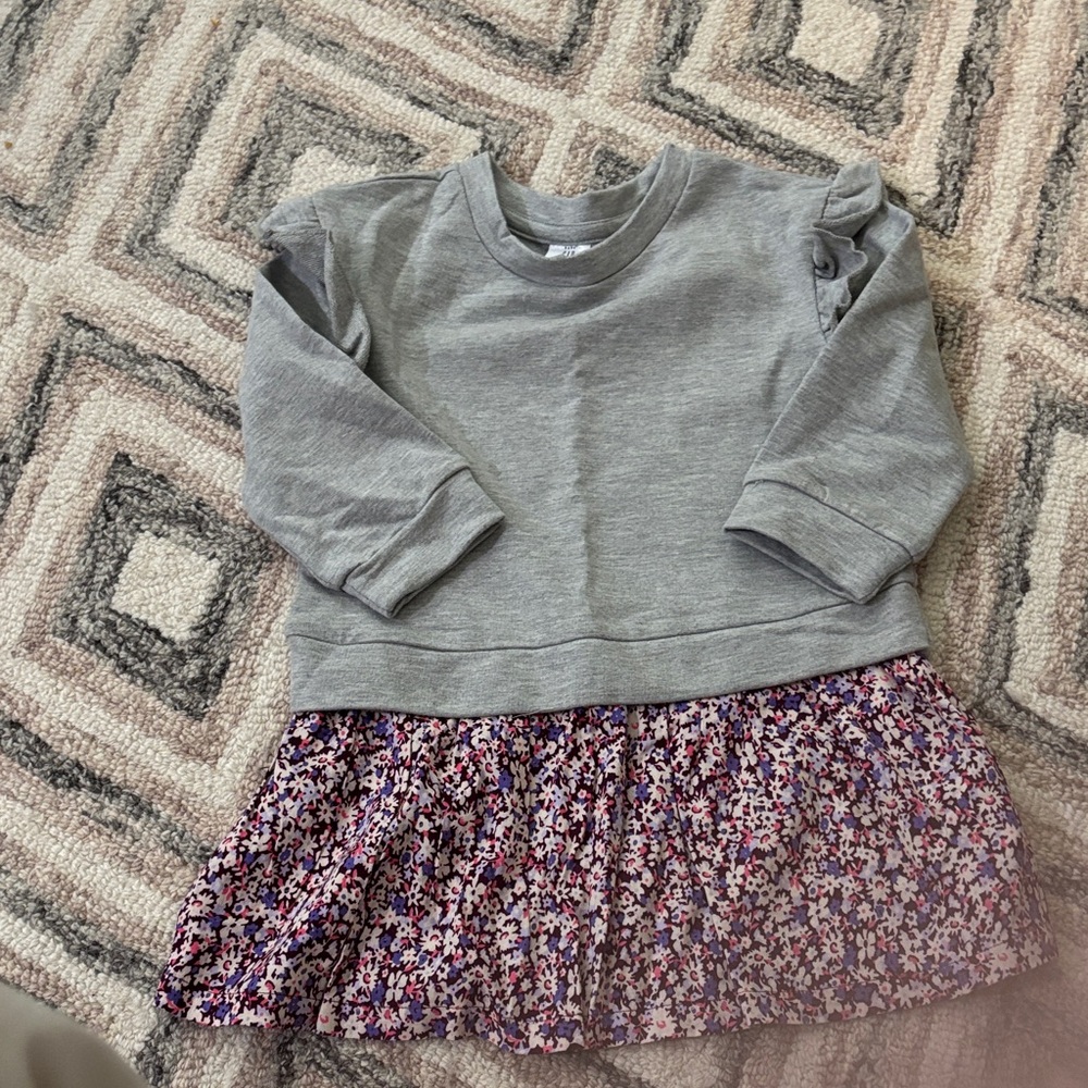 GAP Gray Dress with Floral Accents